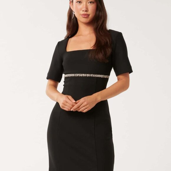 Lori Embellished Bodycon Dress In Black - Picture 5 of 7